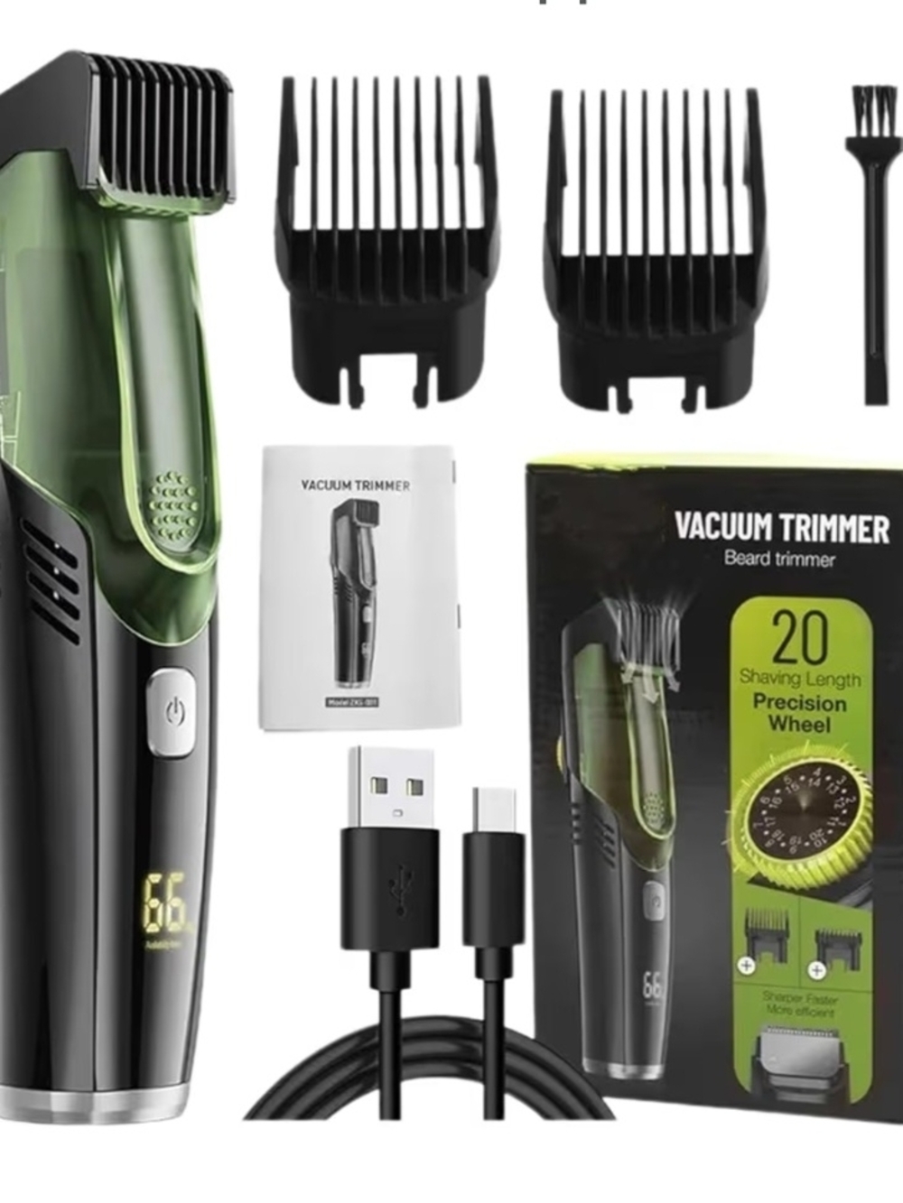 Waterproof Hair Trimmer - Vacuum Beard Razor for Men